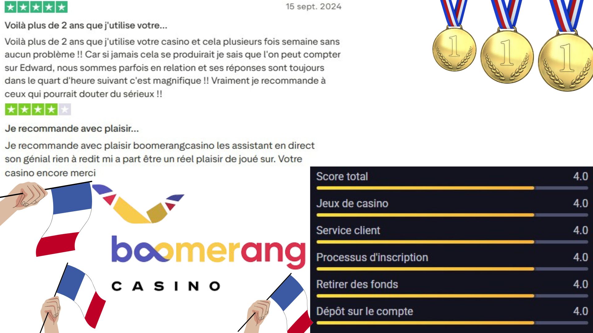 Processus d'inscription sur Boomerang Casino